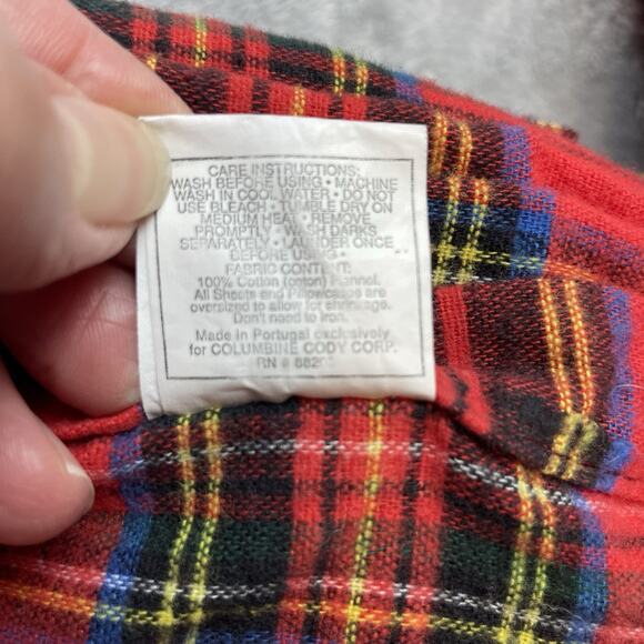 Columbine Cody Flat Fitted Sheets Twin Size Red Plaid Flannel Cabincore Rustic - Picture 3 of 3